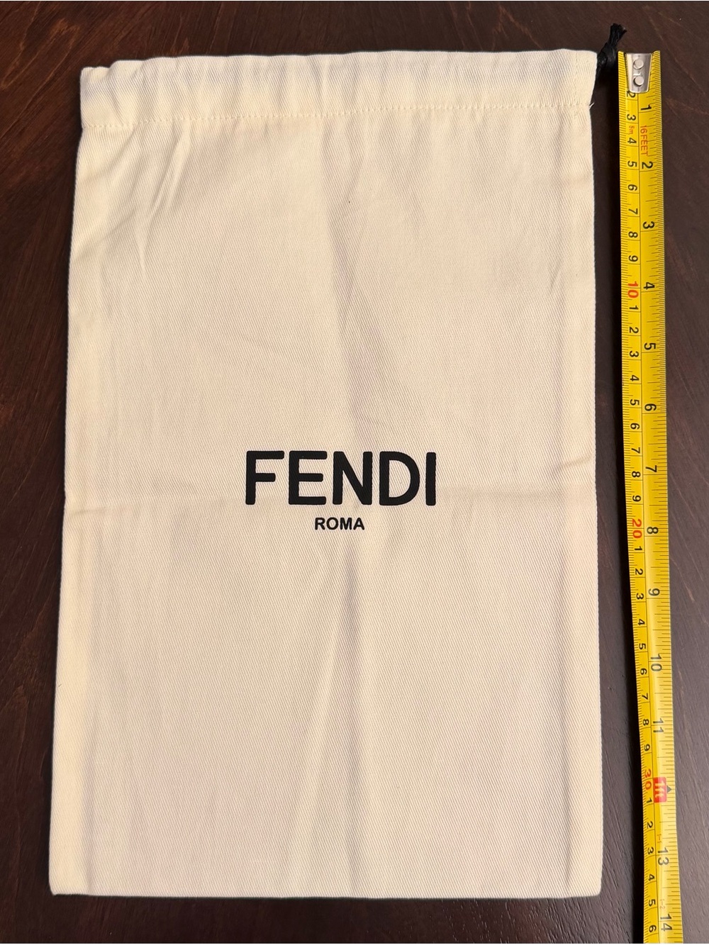 FENDI Cream Dust Bag with Logo 13.5 X 8.5